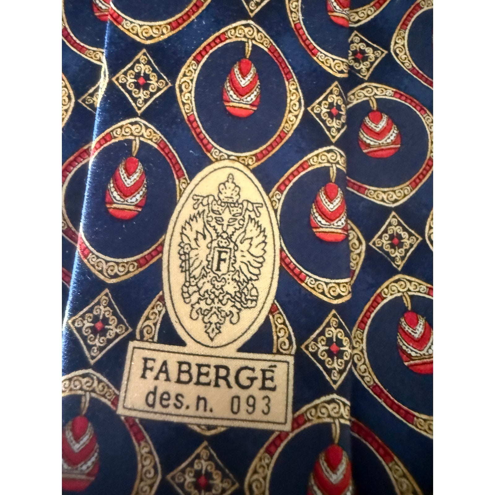 Faberge | Blue Red And Gold 100% Silk Egg Tie Necktie Easter Tie — image 6 of 6